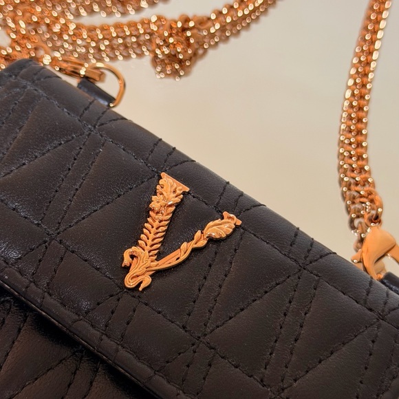 Versace Black Quilted Crossbody with Gold Chain and Medusa V - Picture 2 of 7